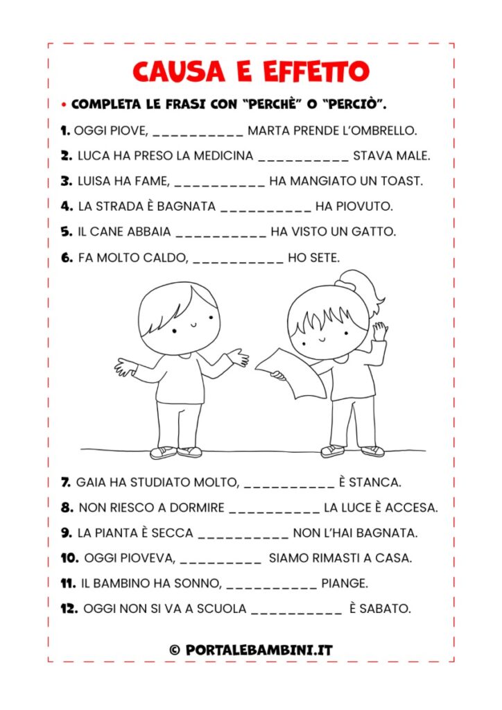 Schede didattiche causa effetto scuola primaria