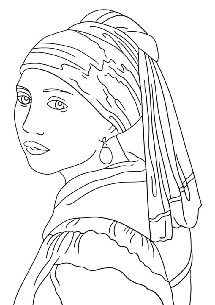 disegni quadri famosi da colorare ragazza con turbante jan vermeer