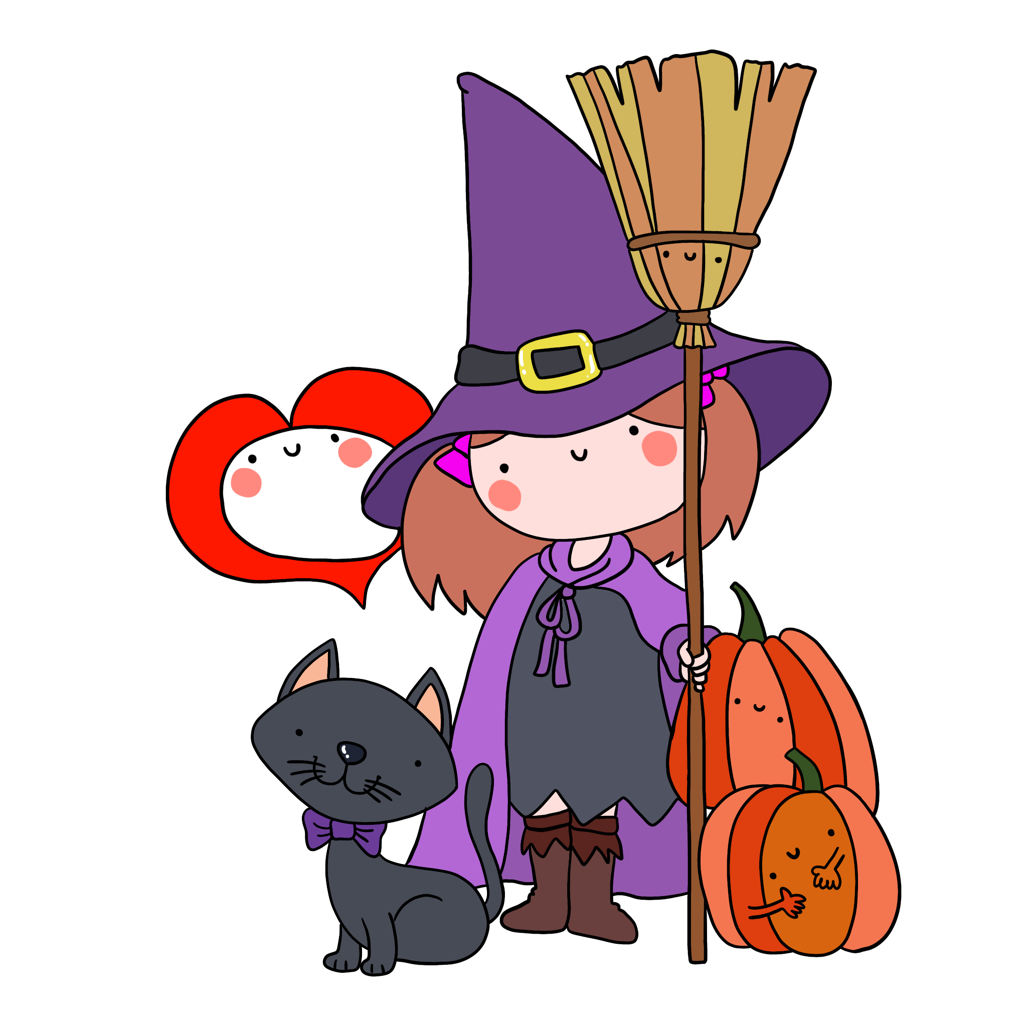 immagine disegno illustrazione a colori strega halloween