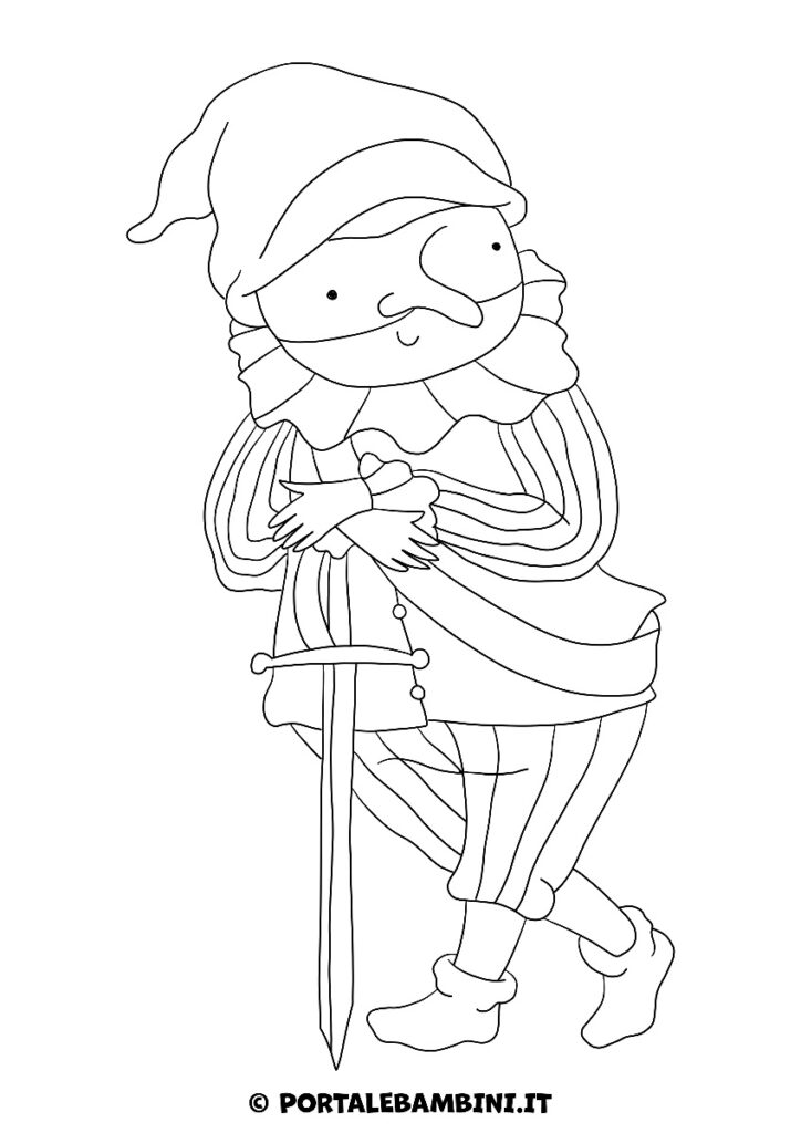 Disegni di Carnevale maschera Giangurgolo da colorare