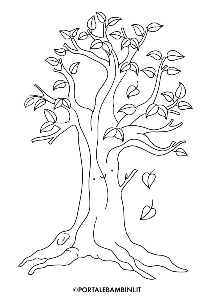 Disegno albero autunnale da colorare