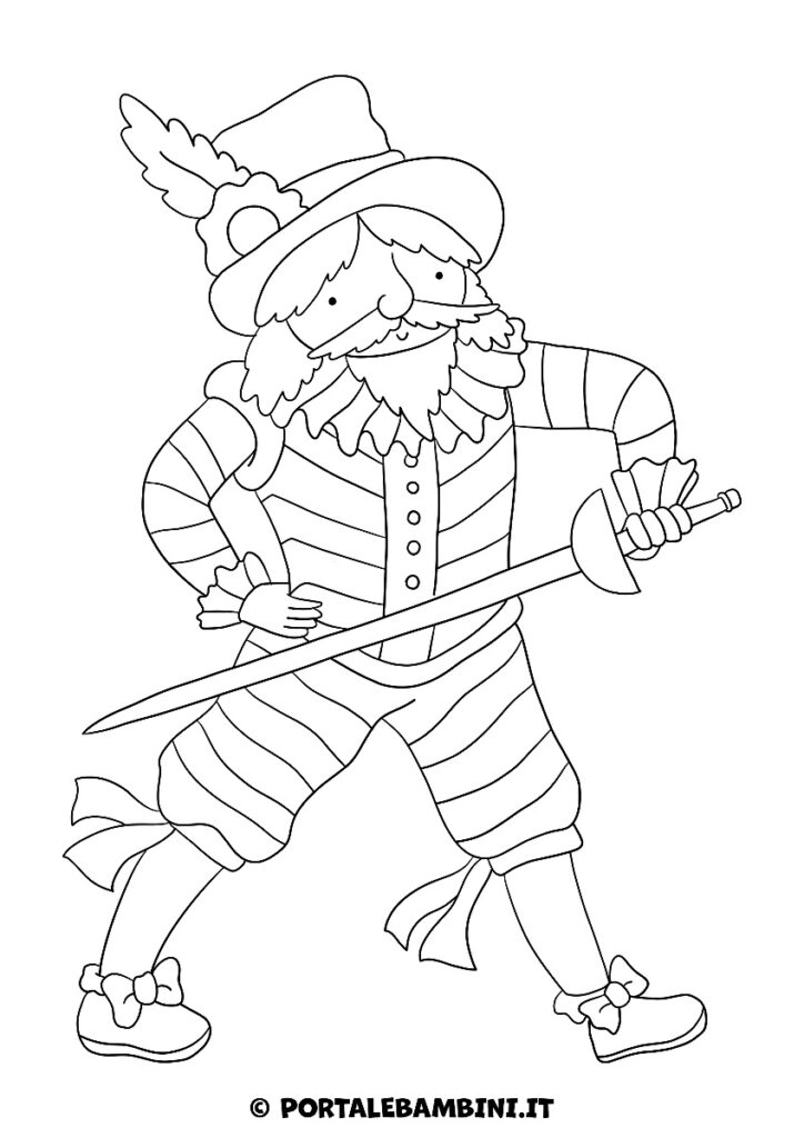 Disegni di Carnevale Capitan Spaventa da colorare