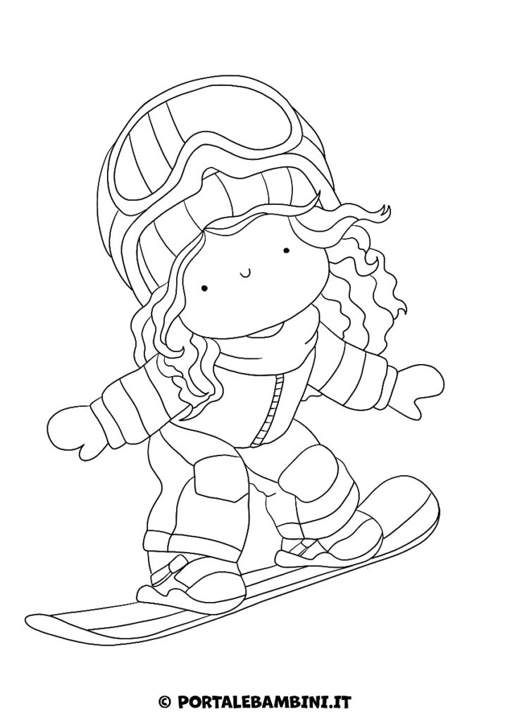 Disegni sport invernali da colorare snowboard