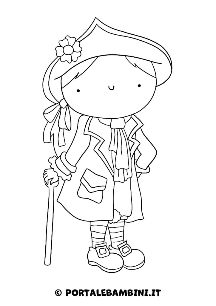 Disegni di Carnevale maschera Meneghino da colorare