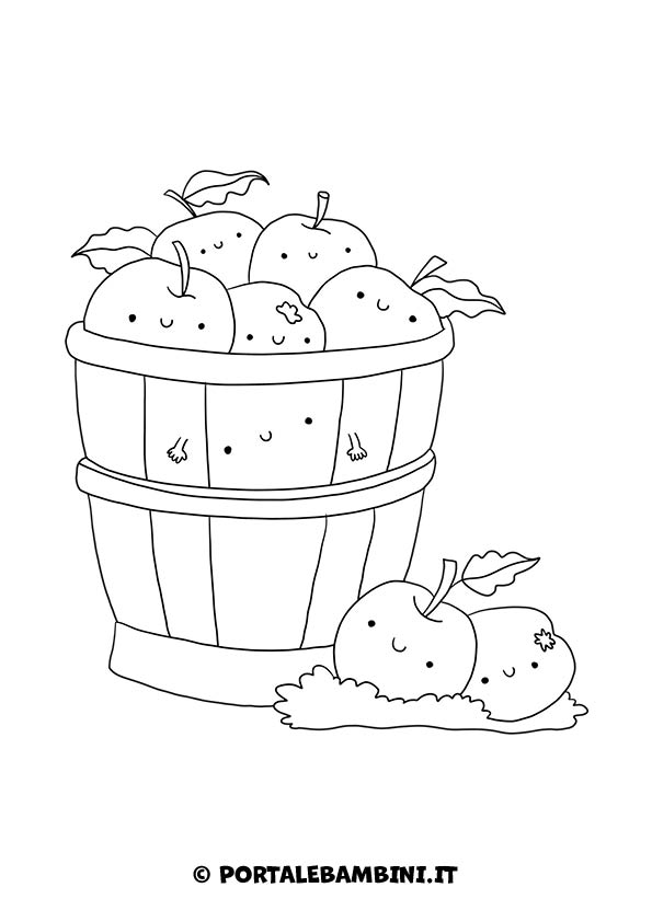 Disegno cesto di frutta da colorare