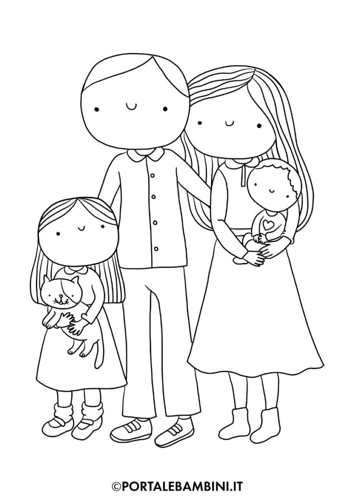 Disegni di famiglia da colorare famiglia con bambini da stampare e colorare
