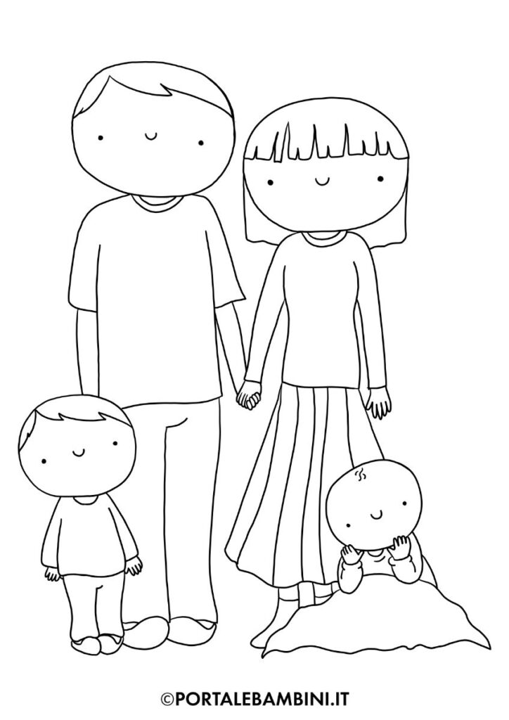 Disegni di famiglia da colorare famiglia con bambini da stampare e colorare