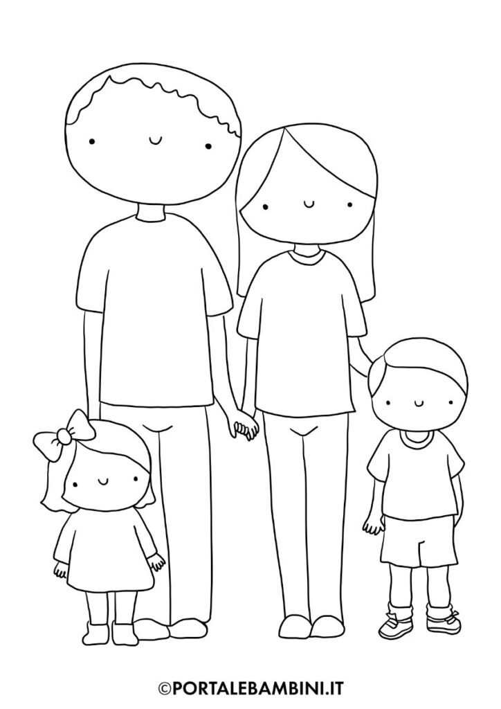 Disegni di famiglia da colorare famiglia con bambini da stampare e colorare
