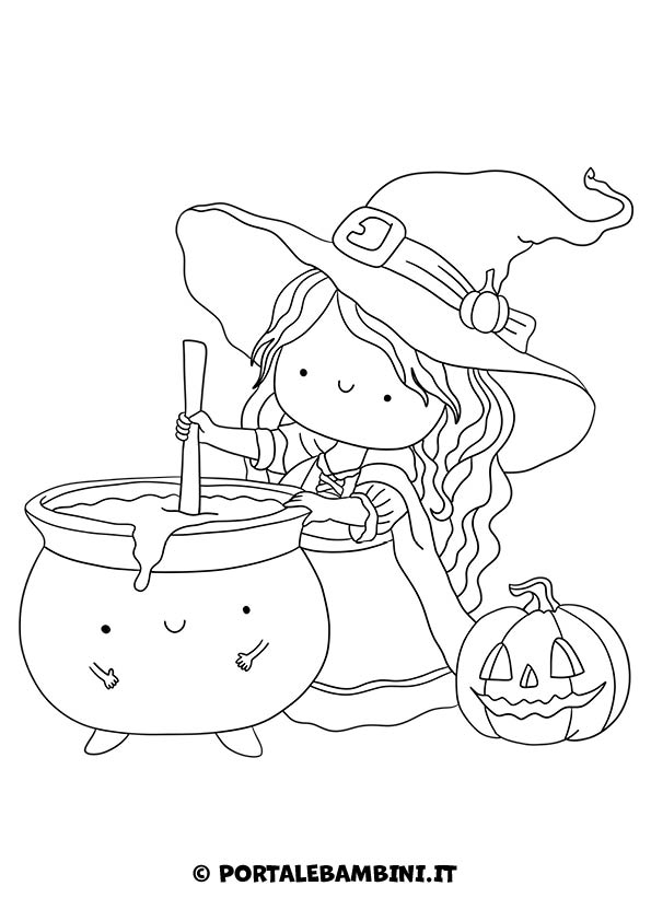 Disegno strega da colorare