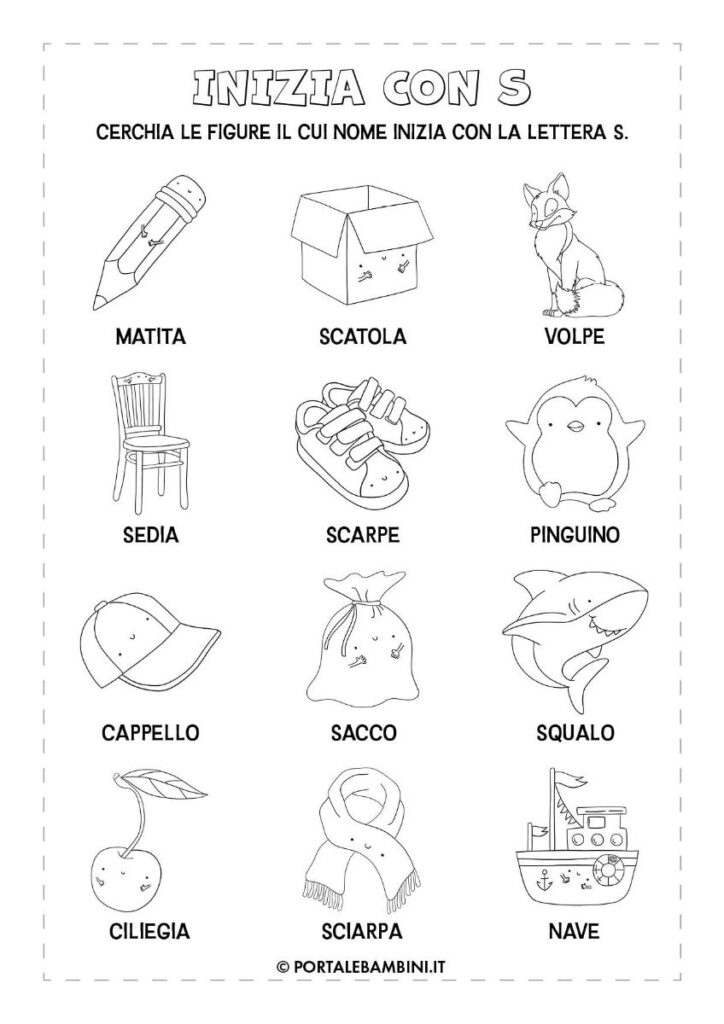 Schede didattiche italiano parole con la S