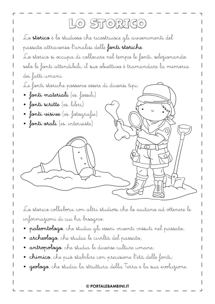 Lo storico e i suoi aiutanti scheda didattica per la scuola primaria