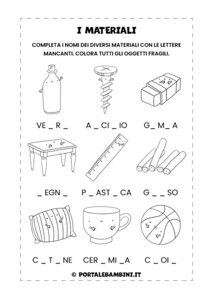 Schede di tecnologia sui materiali per la scuola primaria