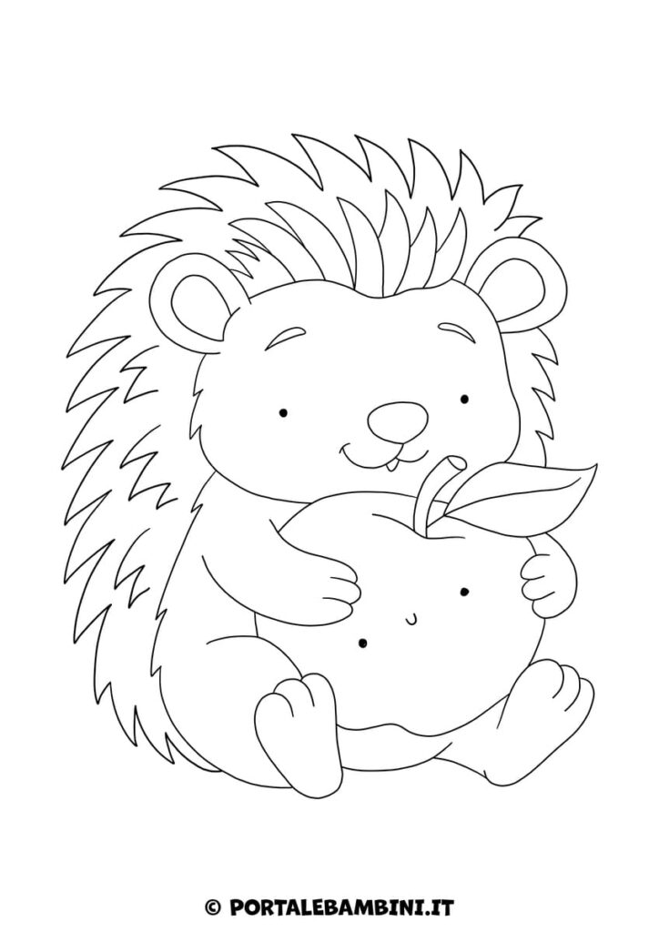 Riccio da colorare con mela