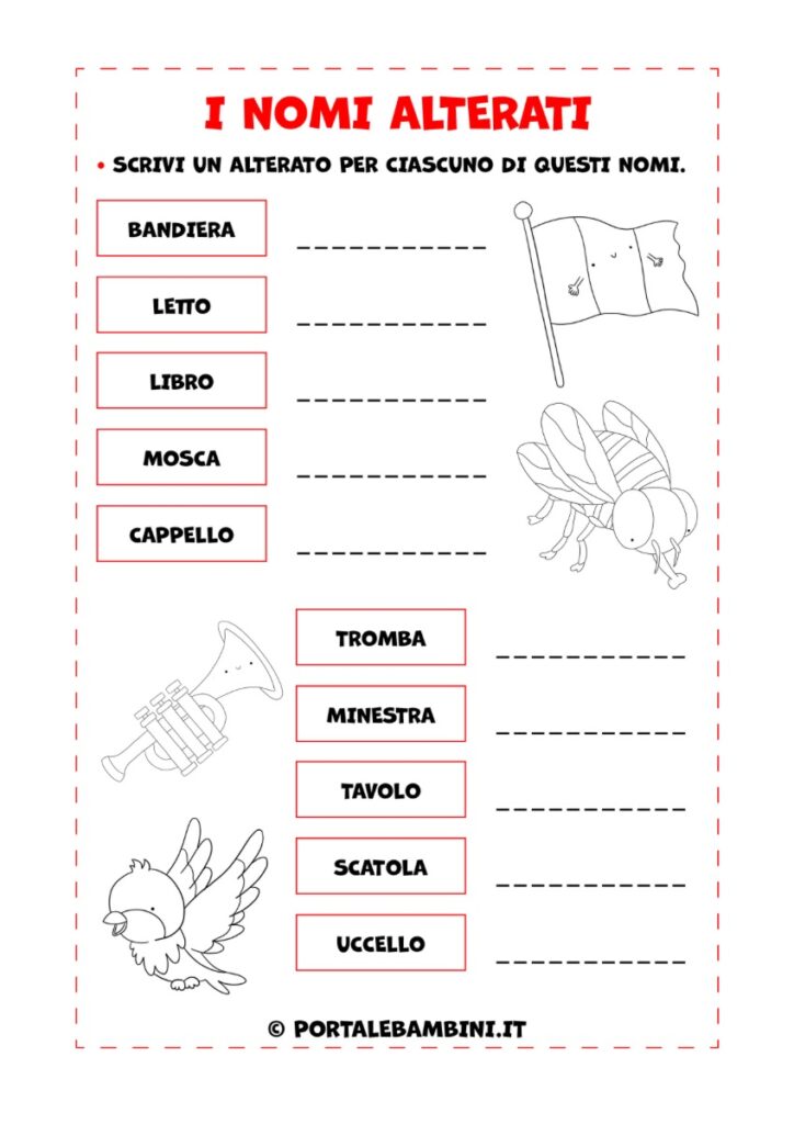 Schede didattiche sui nomi alterati scuola primaria