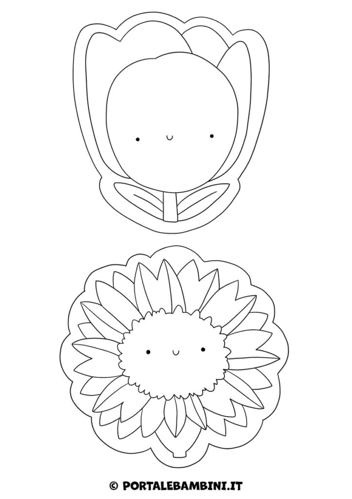 Sagome di fiori da stampare colorare e ritagliare 1