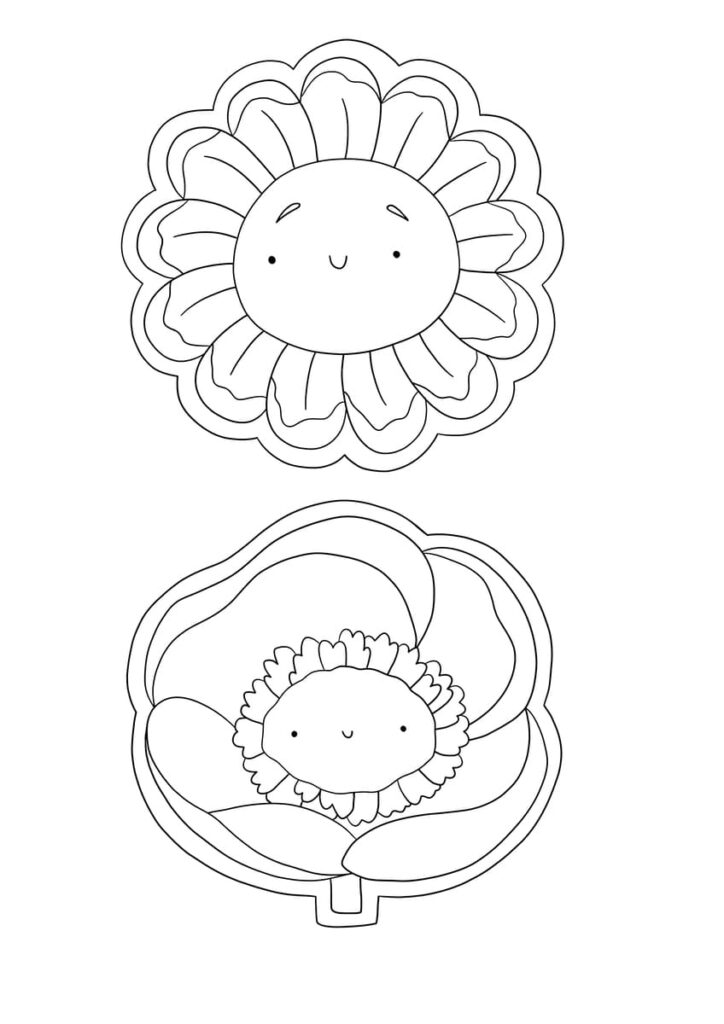 Sagome di fiori da stampare colorare e ritagliare 2