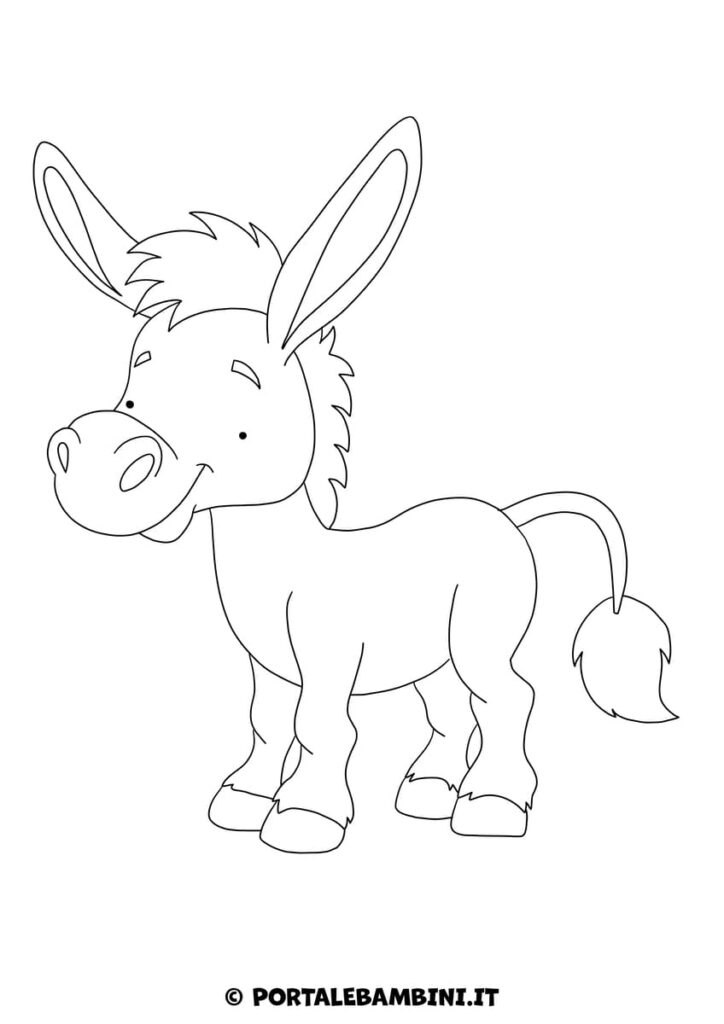 Disegno di asino da colorare per bambini