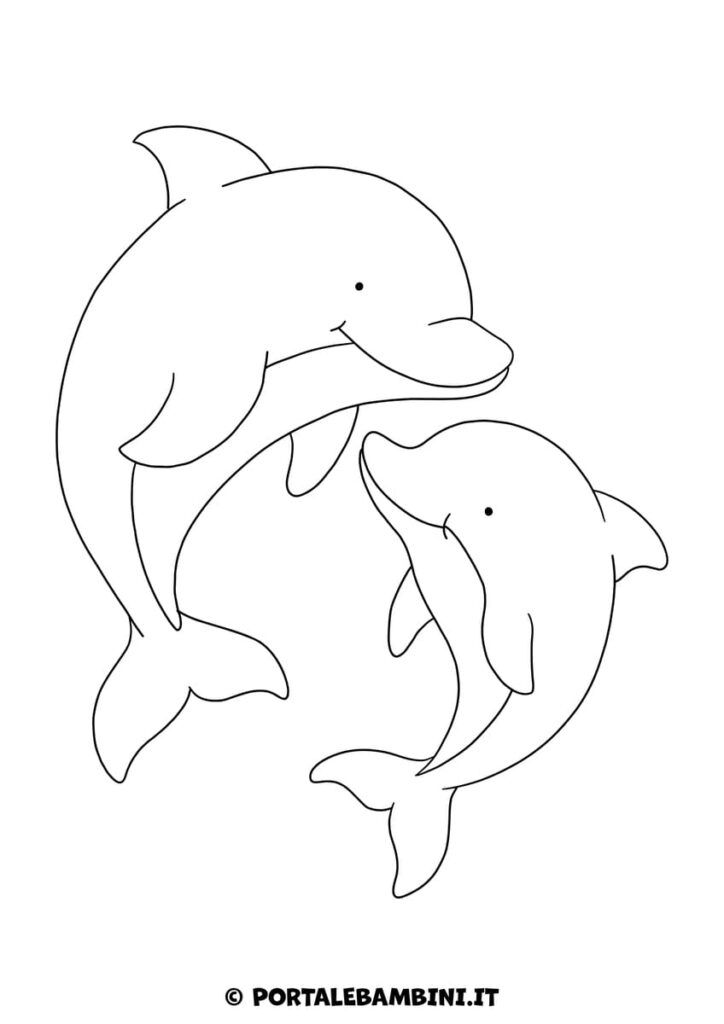 Disegno di delfino da colorare per bambini