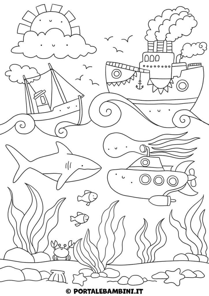 Disegni mare da stampare e colorare per bambini