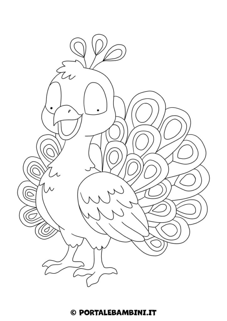 Disegno di pavone da colorare per bambini