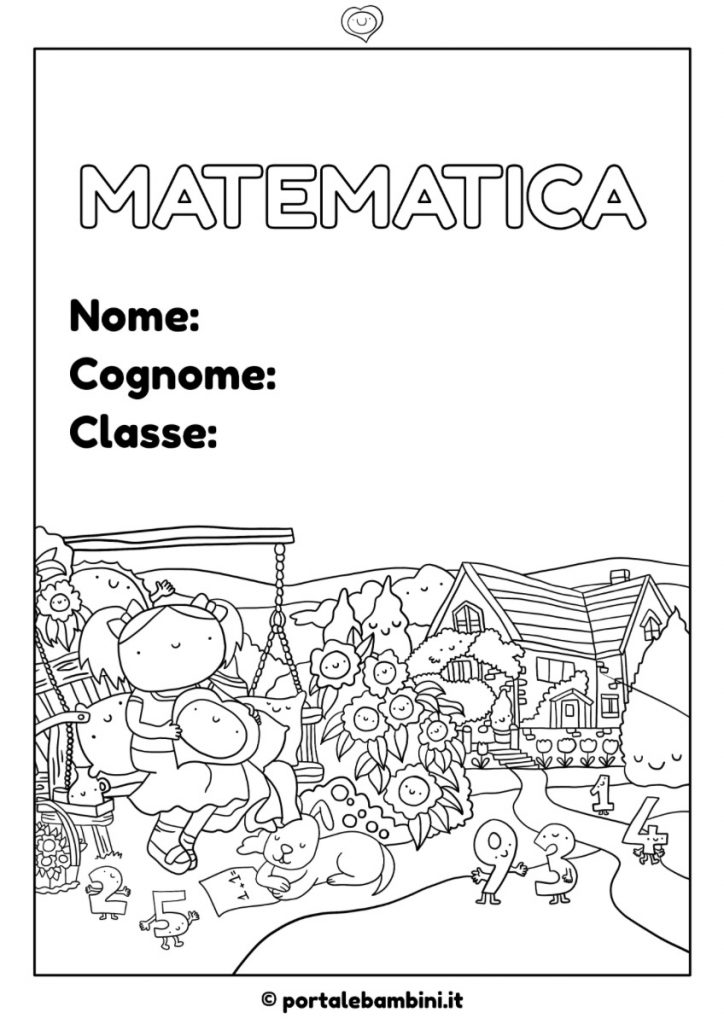 copertina quaderno di matematica da stampare