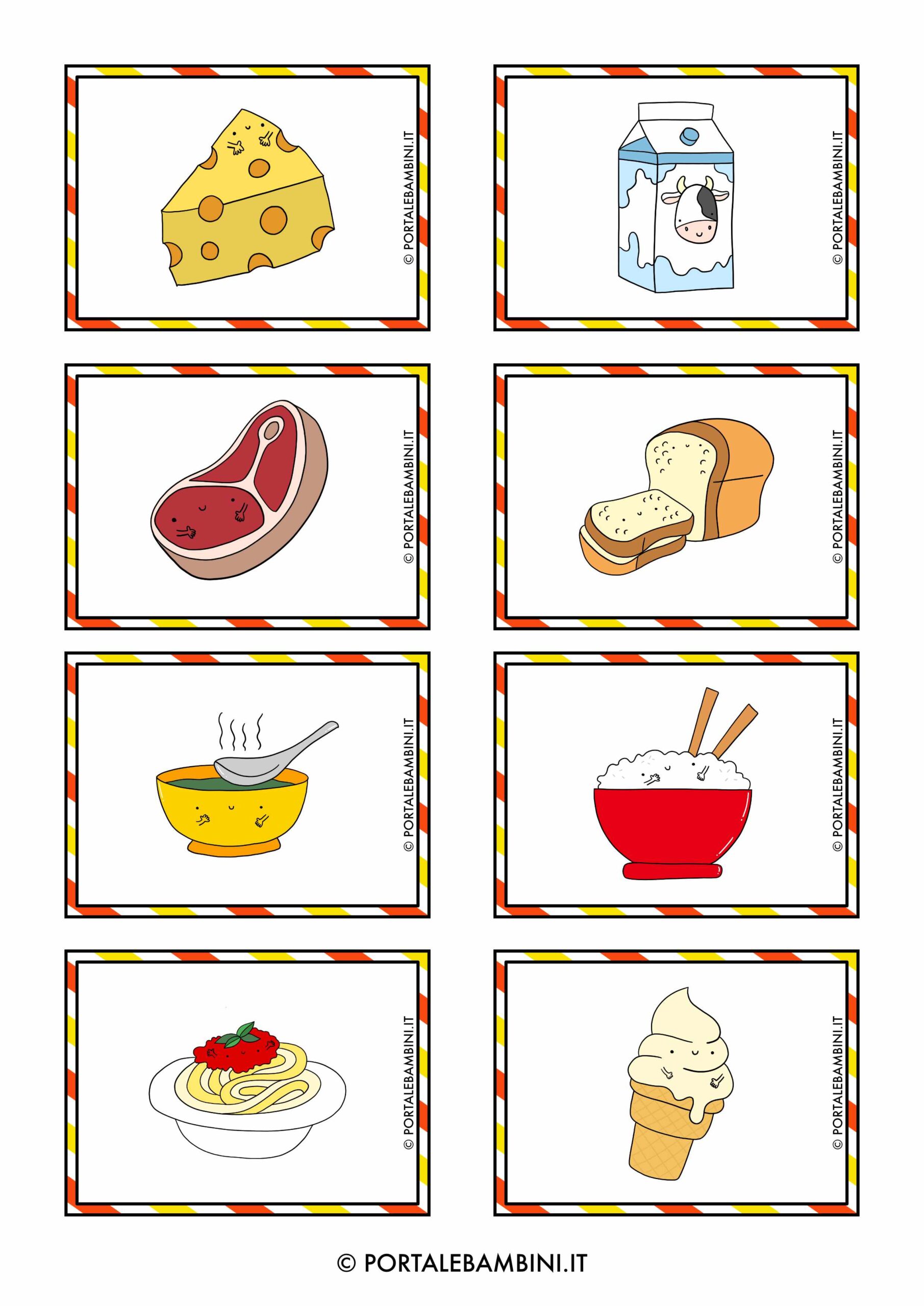 Cibi in Inglese elenco dei nomi e flashcard portalebambini.it