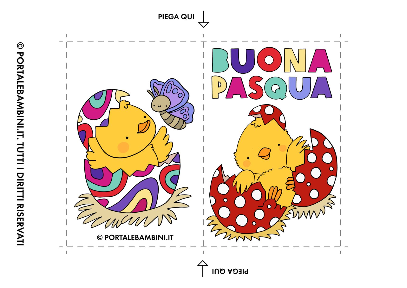 biglietti da colorare di pasqua