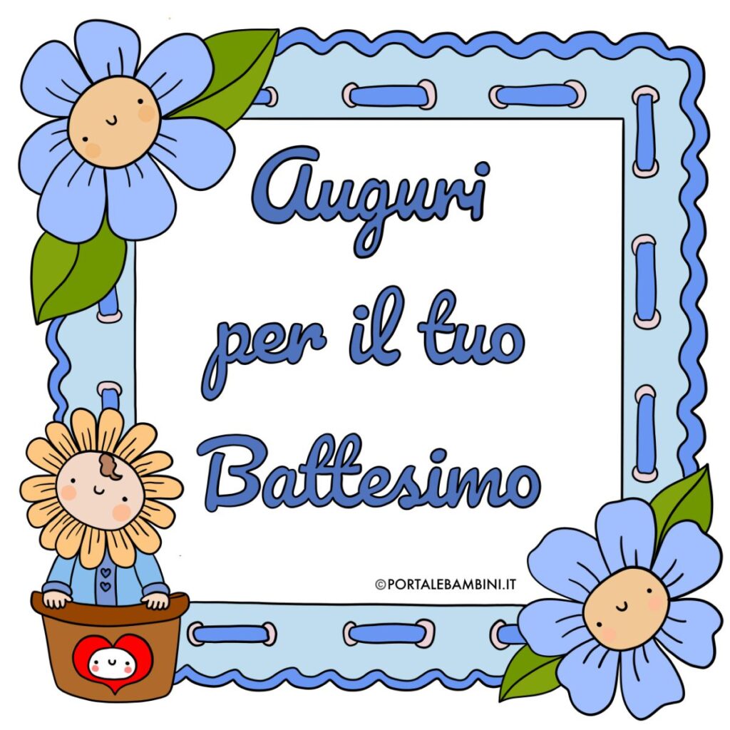 Banner Per Festa Di Battesimo Blu Olografico - Lunghezza 2,7 Metri, Larghezza 13 Cm